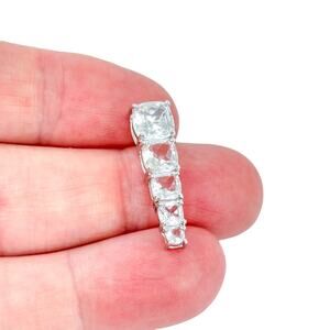 Vintage Shube Sterling Silver 925 Graduated White Synthetic Sapphire Pendant
